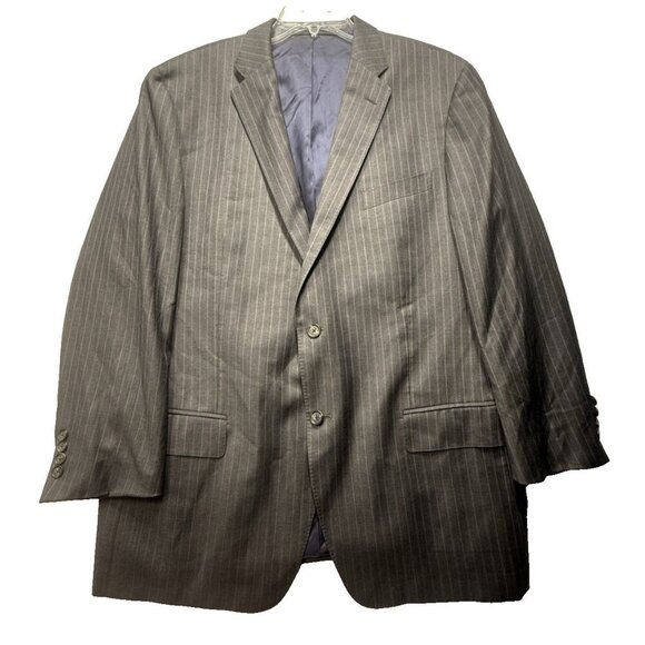 Vitale Barberis Canonico Super 120s Wool Blazer Jacket Men's Sz 60R Gray Stripe - Picture 1 of 10